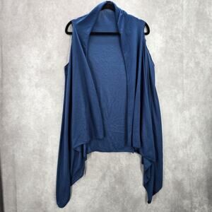 Blue Sleeveless Wrap Boho Western Beach Swim Cover Up Duster Kimono OS